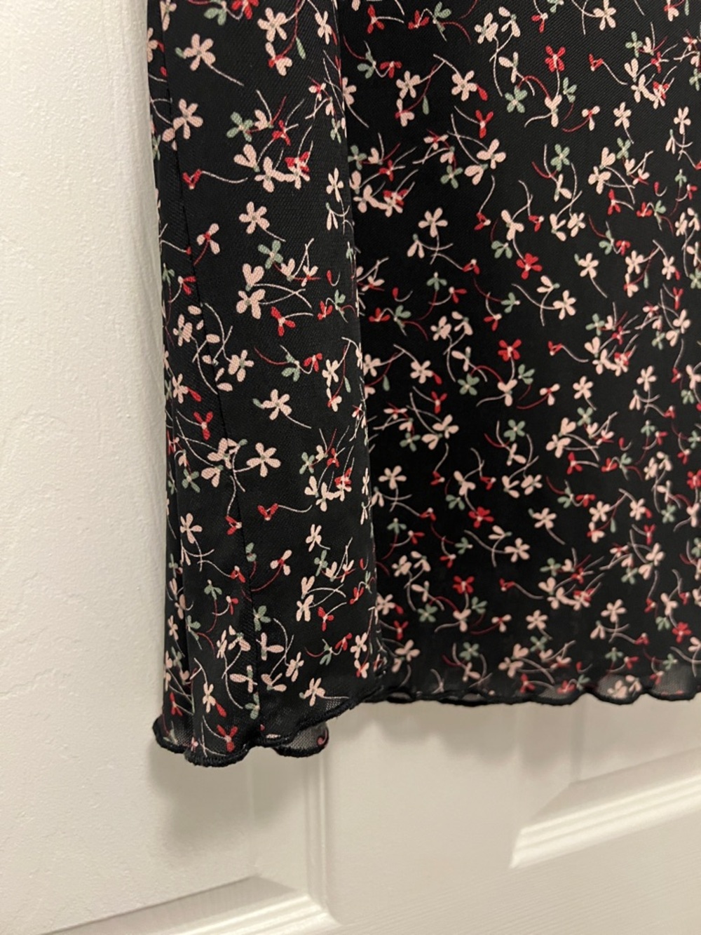 Black Floral Midi Skirt with Slit - Picture 3 of 7
